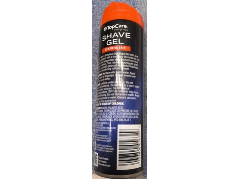 TopCare Everyday Sensitive Skin Shave Gel, Aloe Vera, 7 oz/198 g