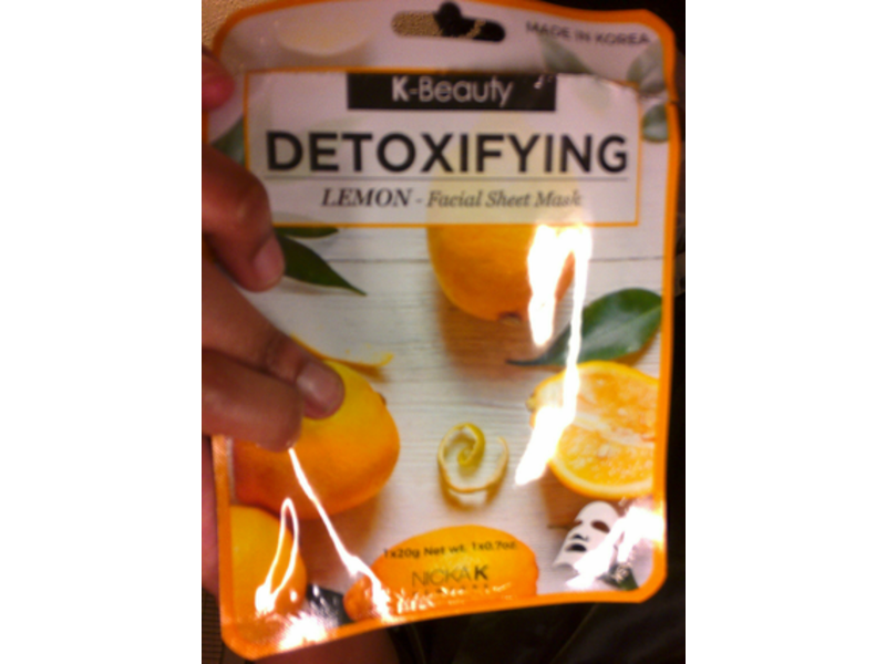 nicka k K-Beauty Detoxifying Facial Sheet Mask, Lemon,0.7 oz/20 g