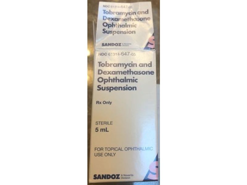 Tobramycin and Dexamethasone Ophthalmic Suspension, 5 mL Sandoz (RX)