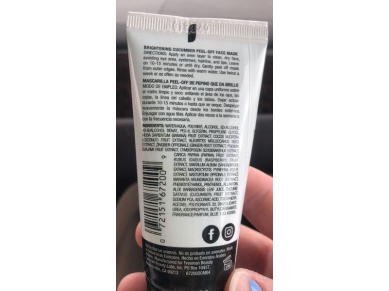 Freeman Beauty Brightening Cucumber Peel-Off Face Mask, 1.5 fl oz/44 mL