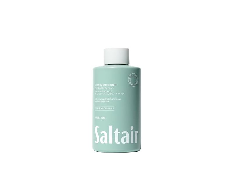 Saltair KP Body Smoother Exfoliating Milk, Fragrance Free, Glycolic Acid, Salicylic Acid, Urea, 10.0 fl oz/295 mL