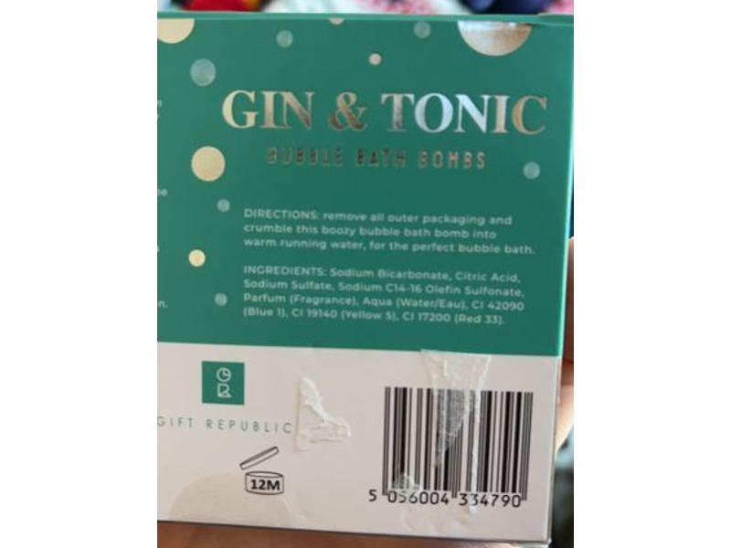 Gift Republic Gin & Tonic Bubble & Bath Bombs, 30 g
