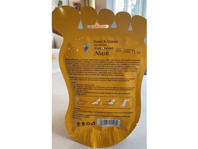 Mond'Sub Deep Nourshing Foot Cream Mask, Honey & Almond, 5 Count