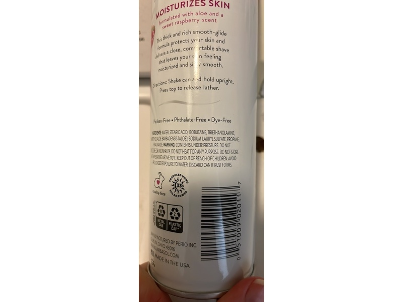 Barbasol Shaving Cream, Rasberry, 10.5 oz/298 g