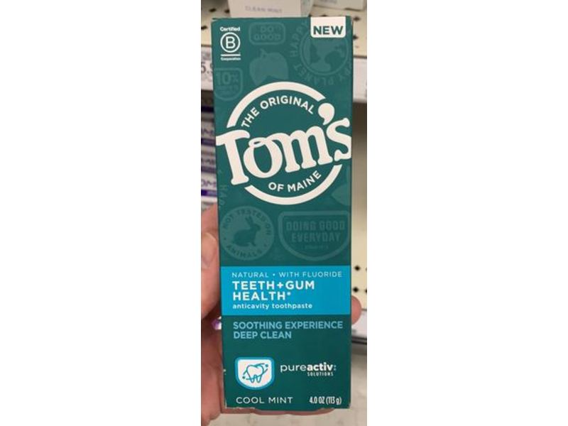 Tom's of Maine Teeth + Gum Health Anticavity Toothpaste, Cool Mint, 4.0 oz/113 g