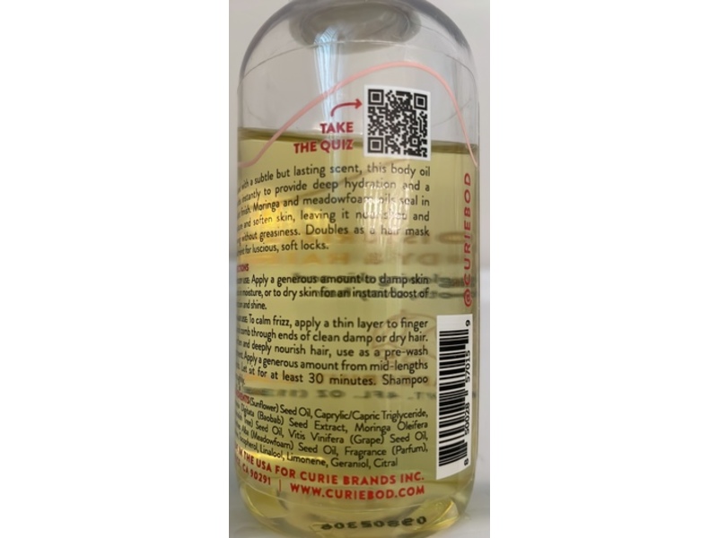 Curie Moisturizing Body & Hair oil, Grapefruit Cassis, 4 fl oz/113 g