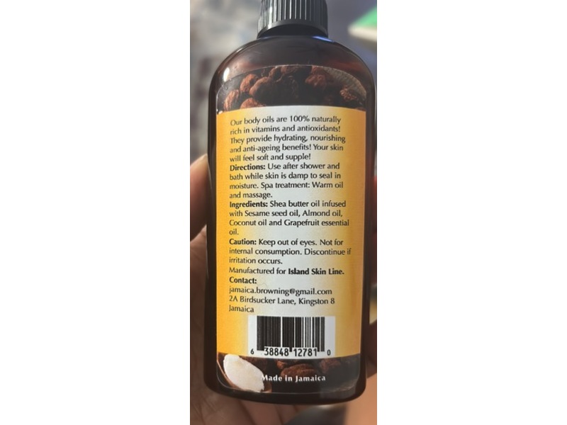 Island Skin Line Shea Butter Body Oil, Grapefruit Oil, 4 oz/120 mL