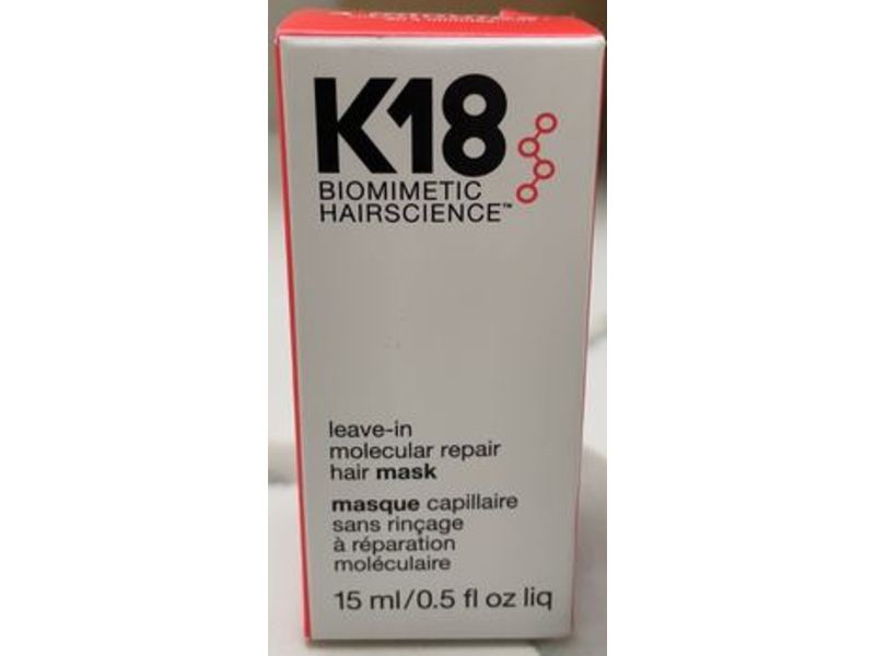 K18 Biomimetic Hairscience Leave-In Molecular Repair Hair Mask, 0.5 fl oz/15 mL