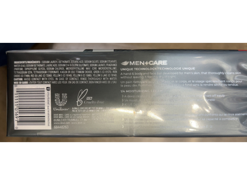 Dove Men+Care Deep Clean Exfoliating 3-N-1 Hand & Body + Face + Exfoliating Bar, 3.75 oz/106 g, Pack Of 12