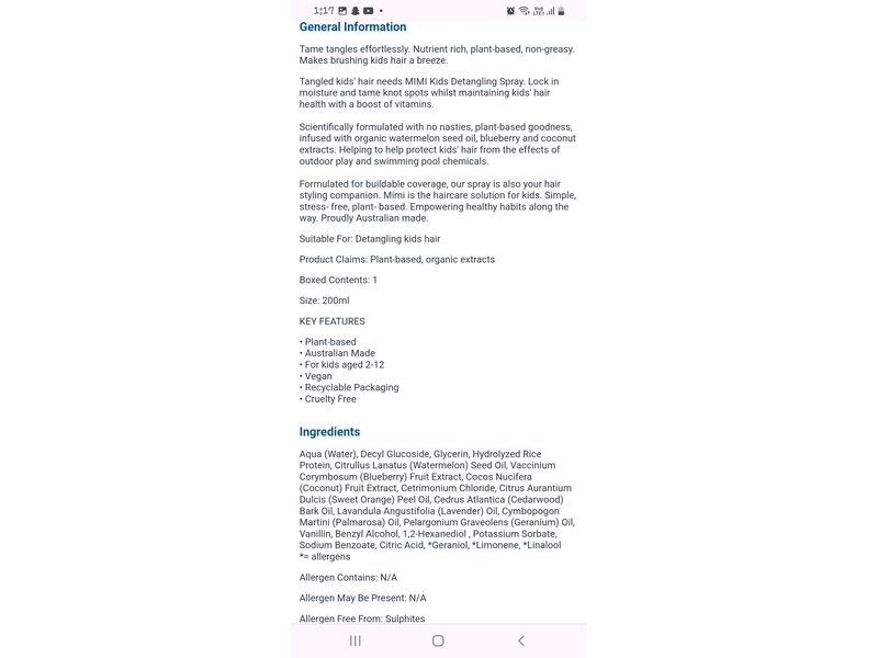 Mimi Detangler Spray, 200 mL