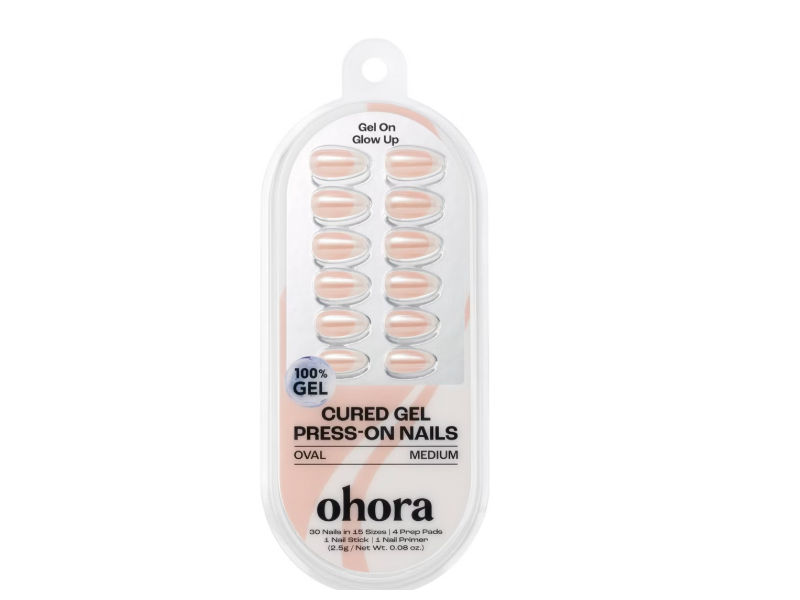 Ohora Cured Gel Press-On Nails, French Chrome, 0.08 oz/2.5 g