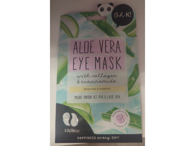 Oh K! Aloe Vera Eye Mask, Collagen & Niacinamide, 0.06 oz/1.8 g, 2 Count