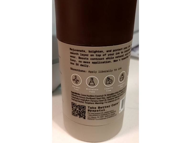 Papatui Enhancing Tattoo Stick, Mango Butter & Coconut Oil, 2.6 oz/73 g