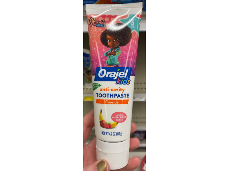 Orajel Kids Anti - Cavity Toothpaste, Natural Bubblegum Beats, 4.2 oz/119 g