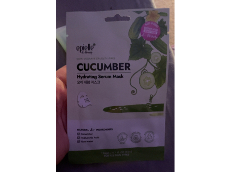 Epielle Hydrating Serum Facial Sheet Masks, Cucumber, 0.7 fl oz/23 mL, Pack Of 5