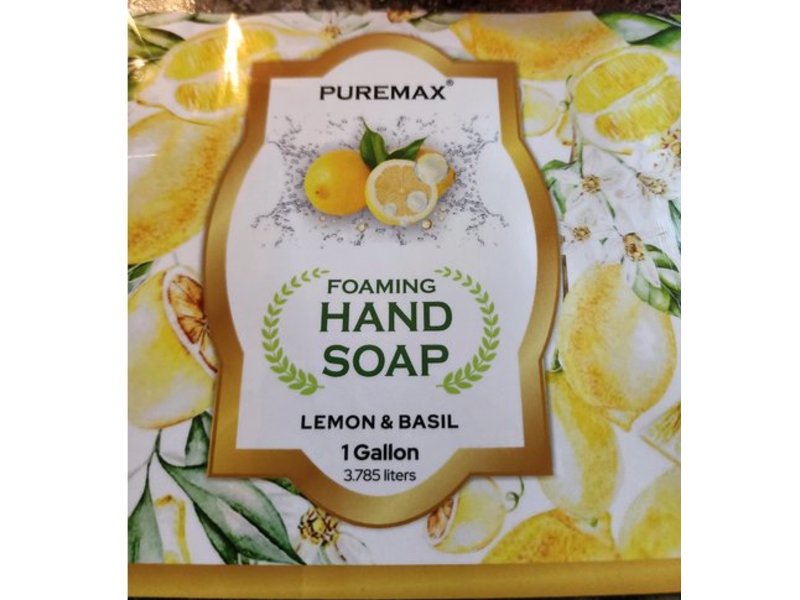 Puremax Foaming Hand Soap, Lemon & Basil, 128 fl oz/3.785 L