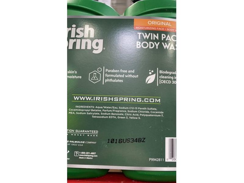 Irish Spring Original Body Wash, 32 fl oz / 946 mL, Twin Pack