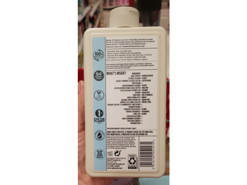 rhyme & reason Repair & Restore Conditioner For Dry Damage Hair, Sulfate Free, 13 fl oz/385 mL