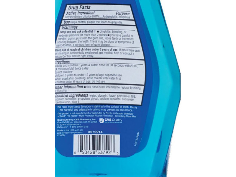 CVS Health Multi-Action Antiseptic Oral Rinse, Fresh Mint, 33.8 fl oz (1 L)