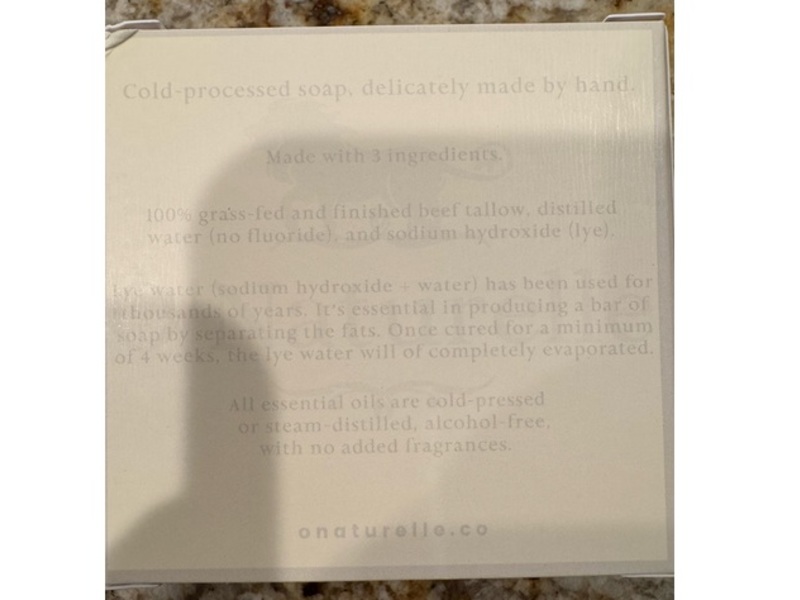 O’Naturelle 100% Grassfed And Finished Tallow Soap, Unscented, 3 oz/140 g