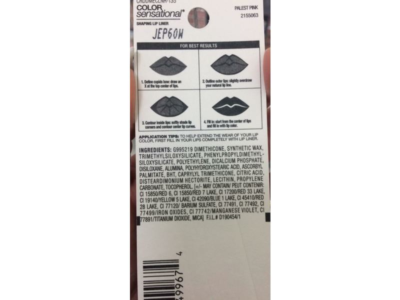 Maybelline New York Color Sensational Shaping Lip Liner, 135 Palest Pink, 0.01 oz/280 mg