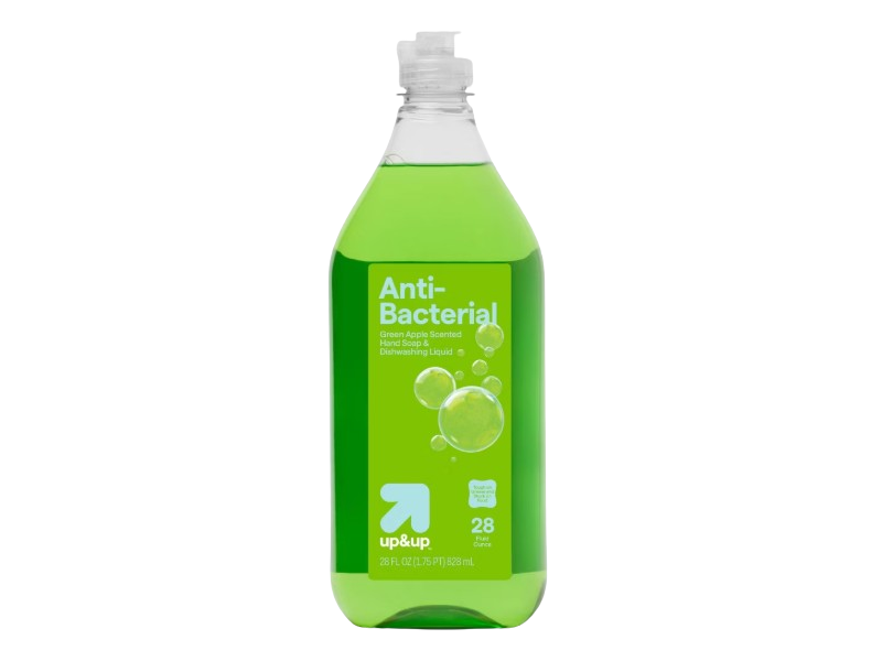 Up&Up Anti-Bacterial Hand Soap & Dishwashing Liquid, Green Apple Scent, 28 fl oz/828 mL