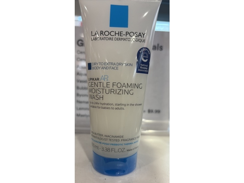 La Roche-Posay Gentle Foaming Moisturizing Wash, 3.38 fl oz/100 mL