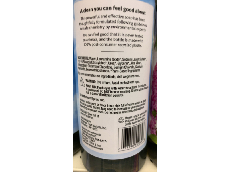 Wegmans Free & Clear Dish Detergent, Aloe Vera, 25 fl oz/739 mL