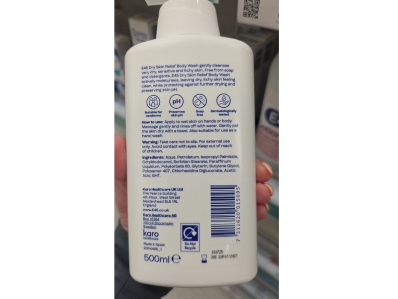 E45 Dry Skin Relief Body Wash, 500 mL