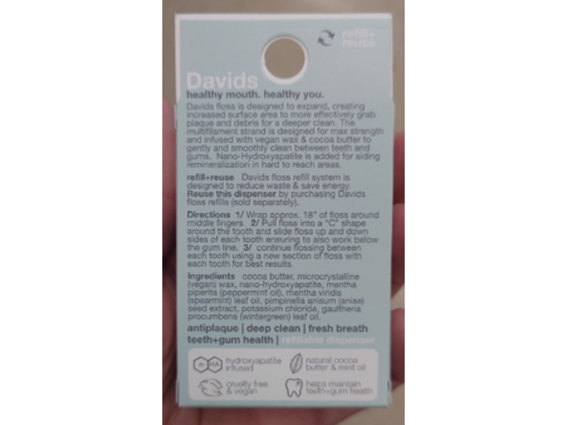 Davids Expanding Dental Floss, Mint, Pack Of 2