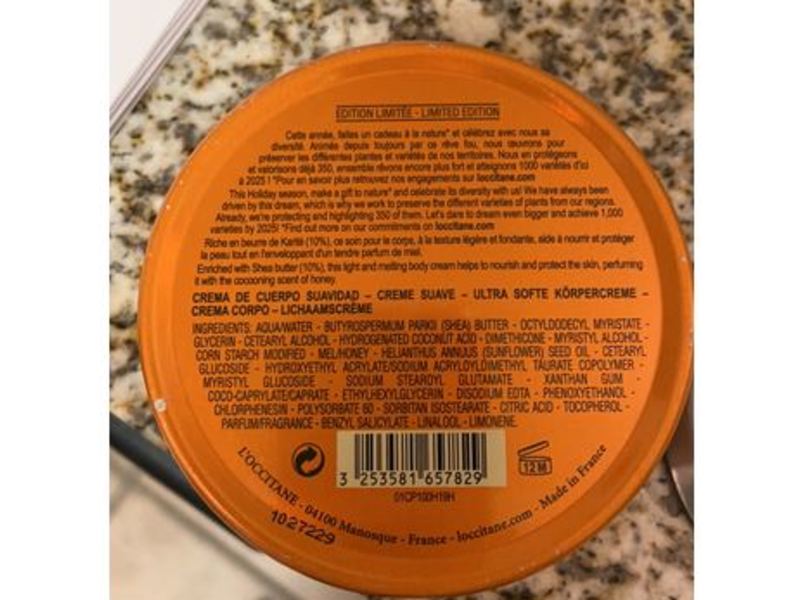 Loccitane Ultra Soft Cream, Shea Butter Honey, 3.4 oz/100 mL