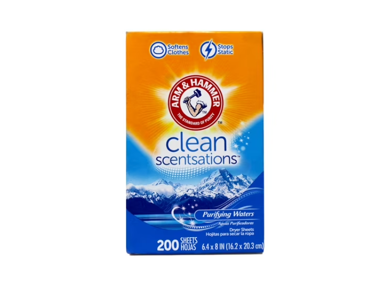 Arm & Hammer Clean Scentsations Fabric Softener Sheets, Purifying Waters, 200 Count