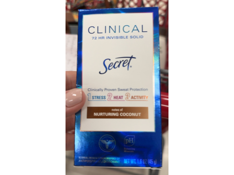 Secret Clinical Invisible Solid Antiperspirant Deodorant, Nurturing Coconut, 1.6 oz/45 g, Pack Of 3