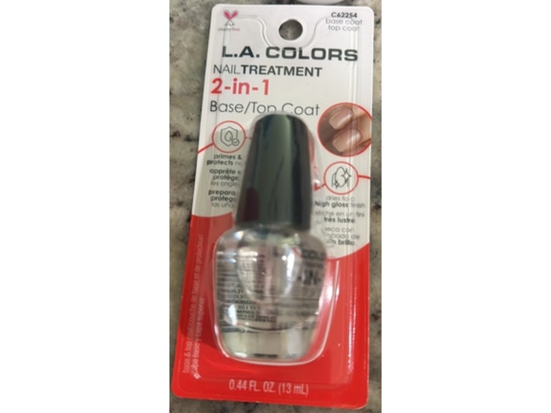 L.A. Colors Nail Treatment 2-In-1 Base/Top Coat, 0.44 fl oz/13 mL