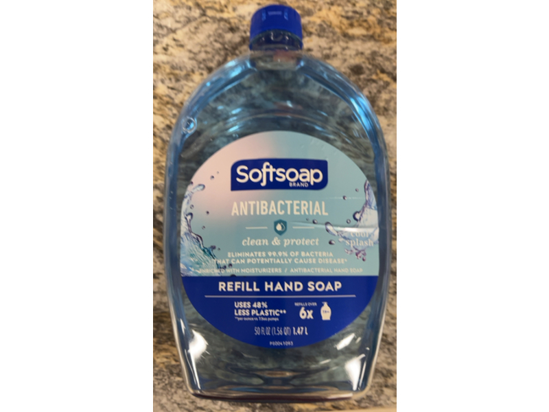 Softsoap Antibacterial Clean & Protect Antibacterial Hand Wash Refill, Cool Splash, 50 fl oz/1.47 L