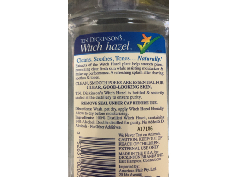 T.N. Dickinson's Witch Hazel Gentle Toner, Cleans & Tones, 8 fl oz/240 mL, Pack Of 2