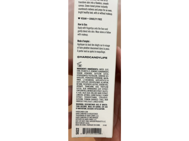 Hard Candy Color Correct Anti-Redness Primer, Salicylic Acid + Tea Tree Oil, 1.0 fl oz/30 mL