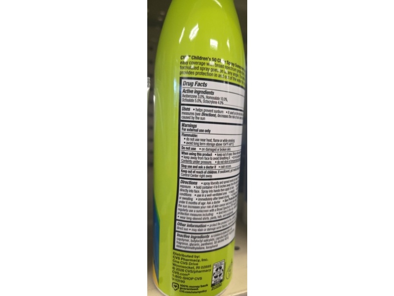 Cvs Children's Clear Spray Sunscreen, SPF 50, 5.5 oz/156 g