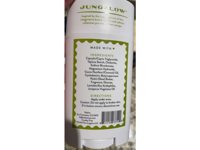 Jungalow Native Deodorant, Palm Leaf & Bergamot, 2.65 oz