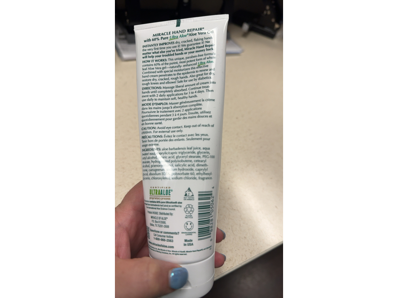 Miracle of Aloe’s Miracle Hand Repair Cream, 8 oz/226 g