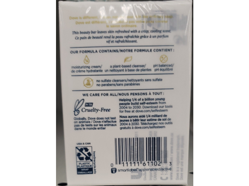 Dove Cool Moisture Bar Soap, Cucumber & Green Tea Scent, 7.5 oz/212 g, Pack Of 2