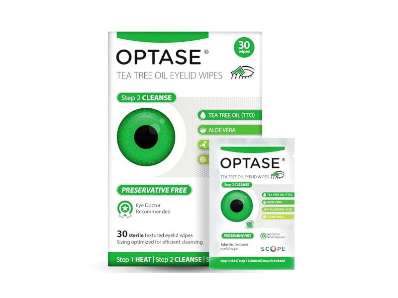 Optase Tea Tree Oil Eyelid Wipes, 30 Count
