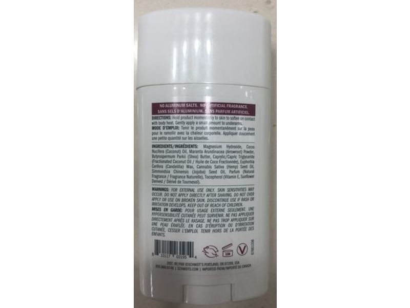 Schmidt's Natural Deodorant, Hemp Seed Oil, Rose + Black Pepper, 2.65 oz/75 g