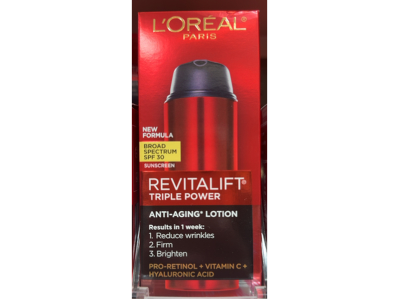 L'Oreal Paris Revitalift Triple Power Anti-Aging Lotion, SPF 30,1.7 fl oz/50 mL