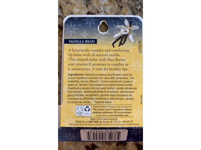 Burt's Bees Moisturizing Lip Balm, Vanilla Bean, 0.15 oz (4.25 g)