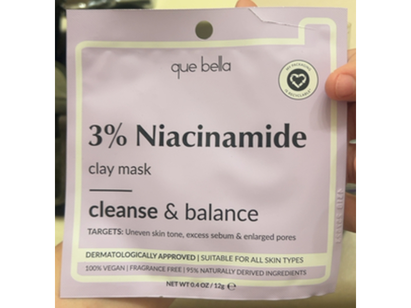 Que Bella 3% Niacinamide Clay Mask, 0.4 oz/12 g