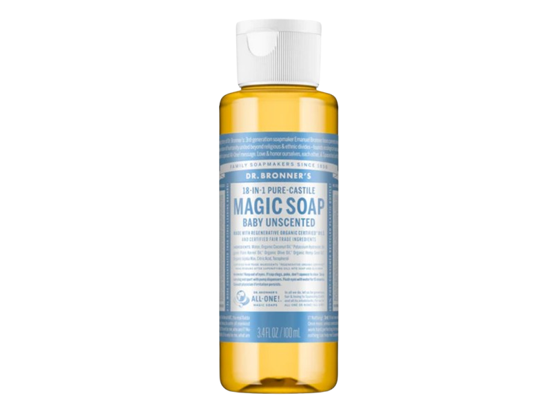 Dr. Bronner's Baby Magic Soap, Unscented, 3.4 fl oz/100 mL