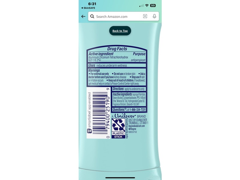 Degree Shower Clean Antiperspirant Deodorant Stick, 2.6 oz/74 g