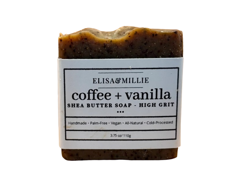 Elisa & Millie Shea Butter Soap Bar, Coffee + Vanilla, 3.75 oz/110 g