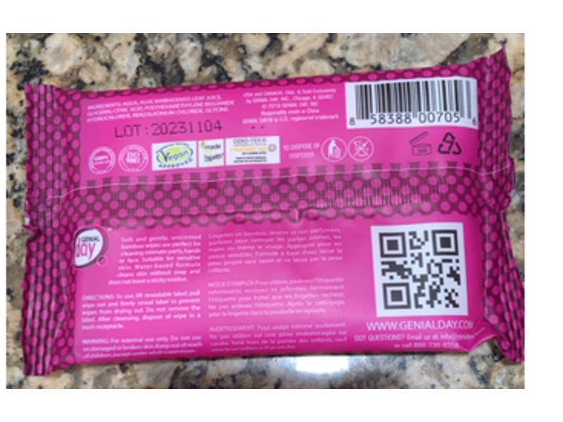 Genialday Unscented Wet Wipes, Bamboo, 10 Count